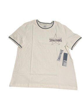 Spalding White Graphic Tee Large  Crewneck Short Sleeve New With Tags‎